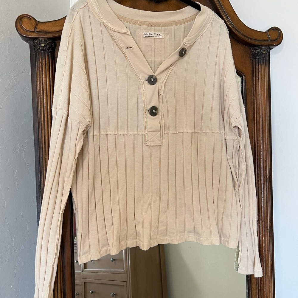 We The Free Beige Long Sleeve Top